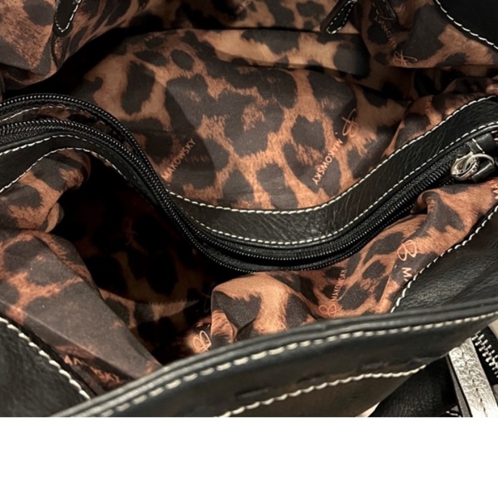 B. Makowsky Leather Boho bag multi color black, white and silver. - Picture 3 of 3